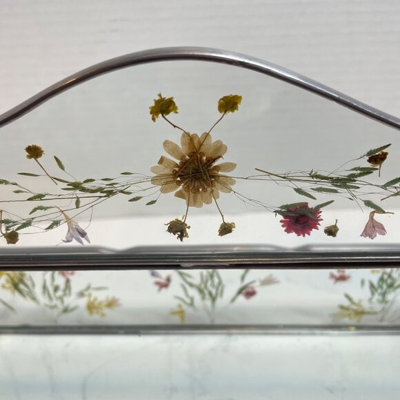 Handcrafted Pressed Flower Glass Wall-Mounted Organizer With Metal Frame - Picture 7 of 14